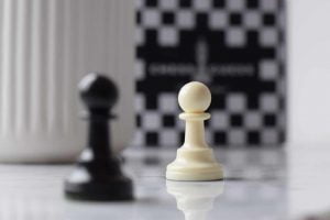 chess pawn pieces in white and black