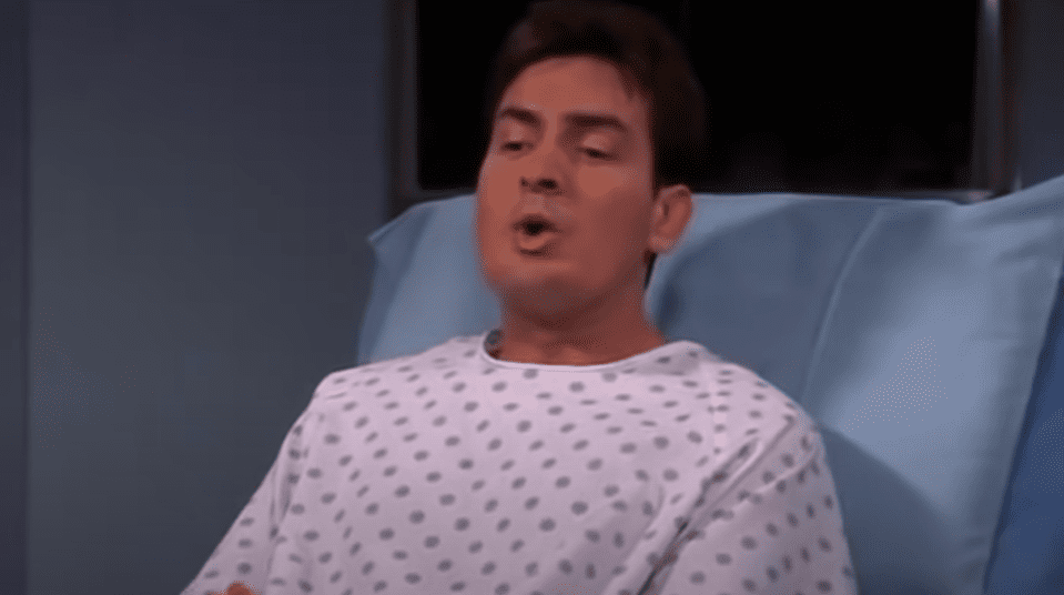 Charlie Sheen getting his balls shaved